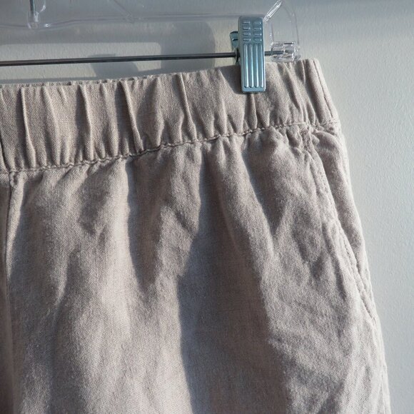 J. JILL PURE JILL 100% Linen Trapunto Stitched Cropped Pants in Cream Lagenlook - Picture 4 of 13